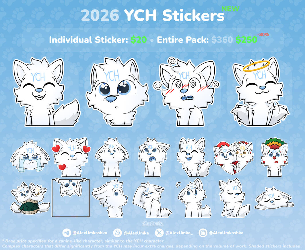 My new 2026 YCH Sticker Collection! (Click to open and learn more)